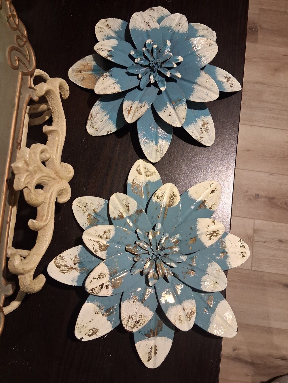 Blue Distressed Metal Flower Wall Accent